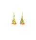 Golden Color Jhumka (Earrings) with Orange Beads, Cone Shape, Classical Design